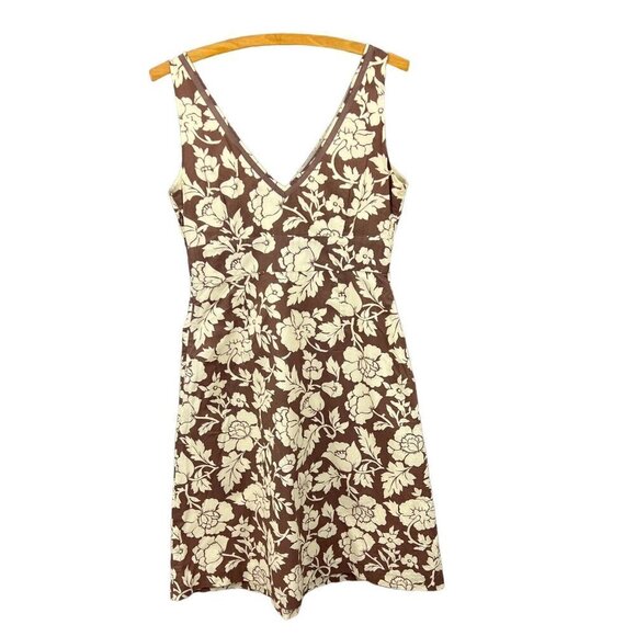 Boden Floral Midi A-Line Cotton Dress Tan / Brown Size US 10 - Picture 3 of 8